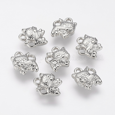 50Pcs. WHOLESALE Tibetan Silver KITTY CAT Charms Pendants Earring