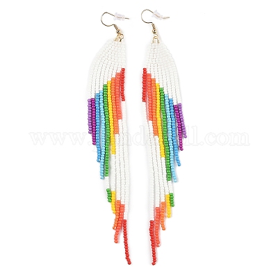 Серьги-подвески из богемского стекла EJEW-C129-02A-1