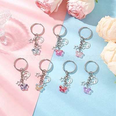 Прозрачные стеклянные брелки с краской для выпечки KEYC-JKC01284-1