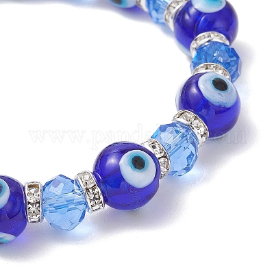 Браслеты из стекла и бусин ручной работы от сглаза BJEW-JB12454-1