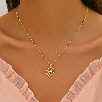 Женские латунные подвески в форме цветочного сердца с микропаве из кубических цирконий ED7102-2-1