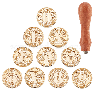 Wholesale CRASPIRE Wax Seal Stamp Set 10PCS Wax Seal Stamp Heads 0-9  Numbers Design with Wood Handle for Invitations Envelopes Birthday Gift  Cards Scrap booking 