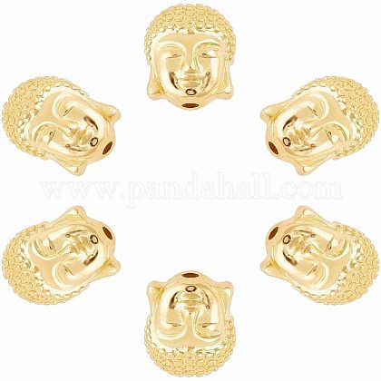 arricraft 6 Pcs Golden Buddha Head Beads KK-AR0001-21G-1