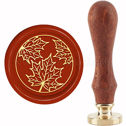 CRASPIRE Maple Leaf Wax Seal Stamp Leaf Wax Stamp 30mm/1.18inch Removable Brass Head Sealing Stamp with Wooden Handle for Invitation Envelope Cards Gift Scrapbooking Decor AJEW-WH0184-0720-1