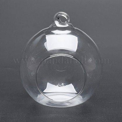 透明な壁掛けガラスボールプランターテラリウムコンテナ花瓶 フラットベース 家の装飾に最適 ラウンド 透明 80x90mm 穴 6mm 内径 50ミリメートルの通販 Jp Pandahall Com