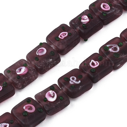 Handmade Frosted Lampwork Beads Strands LAMP-N021-38B-1