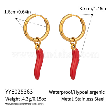 Женские серьги-кольца из нержавеющей стали с красной эмалью и перцем чили DZ8170-2-1