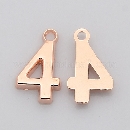 Plating Zinc Alloy Number Charms PALLOY-A062-4RG-NR-1