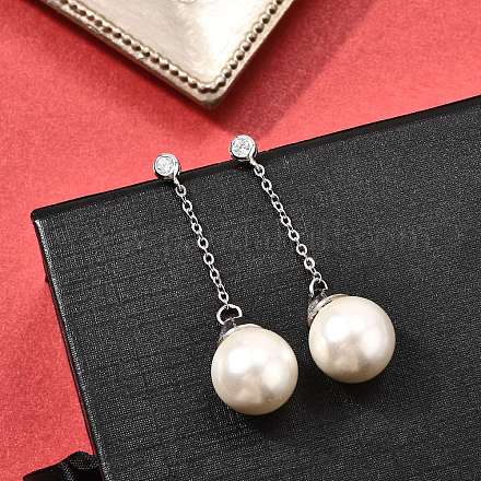 925 круглые серьги-гвоздики из стерлингового серебра с прозрачным кубическим цирконием EJEW-L300-03P-1