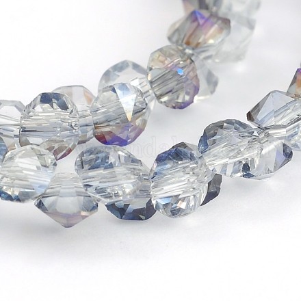Plaqué demi-arc-en-facettes en verre de diamant perles brins EGLA-J059-HR02-1