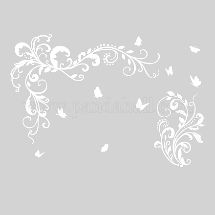SUPERDANT White Vines Butterfly Wall Decals Vinyl Flowers Wall Stickers Floral Wall Murals White Flower Wall Decor for Girls Bedroom Living Room Nursery DIY-WH0377-187-1