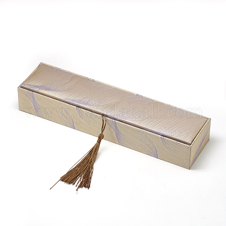 木製のネックレスボックス  ナイロンコード房付き  長方形  バリーウッド  24x6x3.8~4cm OBOX-Q014-09-1