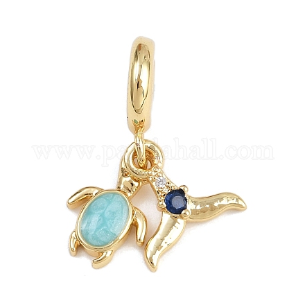 Латунные подвески с синими кубическими цирконами в европейском стиле KK-N271-34G-1