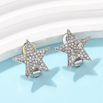 Клипсы из латуни с микропаве из прозрачных кубических цирконий EJEW-U049-01P-1
