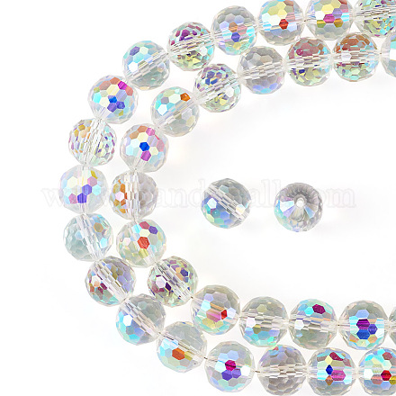 2 brins de perles de verre transparentes galvanisées EGLA-TA0001-34A-1