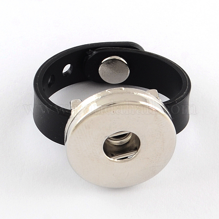 シリコーン指リングコンポーネントは、ファスナーのセッティングをスナップ  プラチナトーン真鍮のスナップボタン付き  ブラック  10~24mm  4x6 mmのノブでフィットスナップボタン RJEW-Q155-05-1