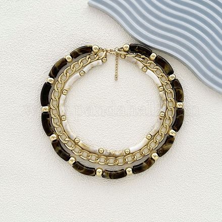 Ожерелья из изогнутой трубки из смолы и витой цепочки из пластика и сплава в один слой NJEW-Q038-02G-1