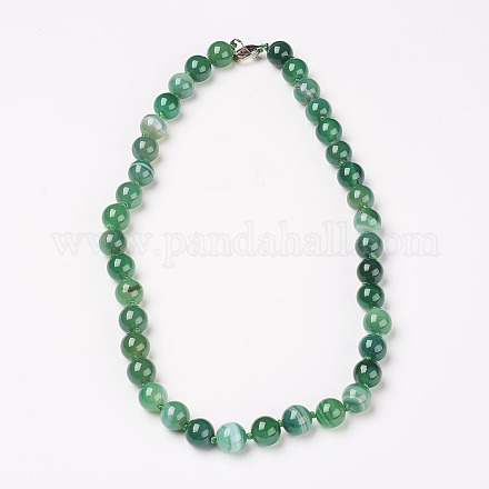 Natürliche gefärbte Achat Perlen Halsketten NJEW-F139-6mm-17-1