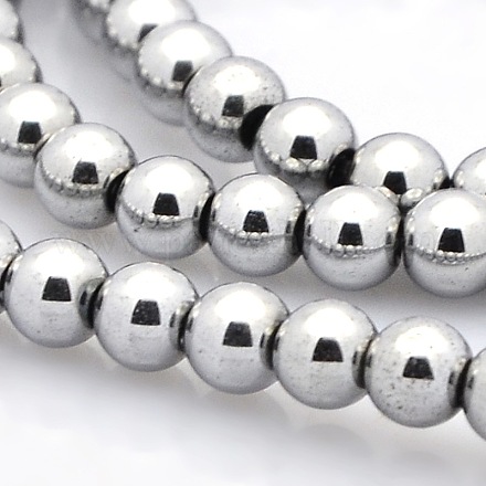 Chapelets de perles rondes en hématite synthétique sans magnétique G-P061-66-6mm-1