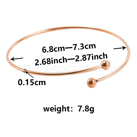 チタンスチールカフバングル  トルク腕輪  ローズゴールド  内径：2-5/8~2-7/8インチ（6.8~7.3cm） PW-WG64285-03-1