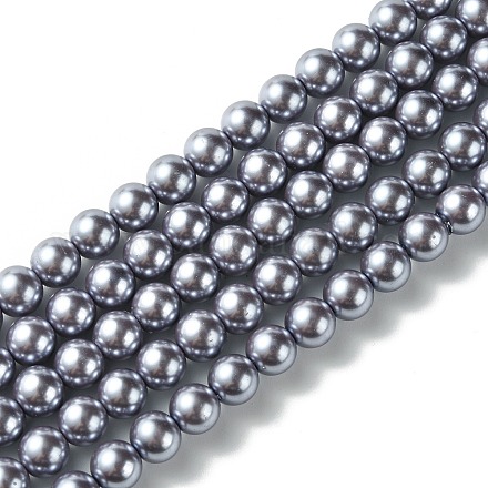 Круглые бусины из экологически чистого окрашенного стекла с жемчугом X-HY-A002-8mm-RB028-1