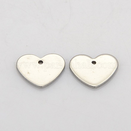 Corazón 304 acero inoxidable estampado encantos de etiqueta en blanco STAS-N025-09-1