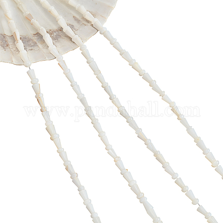 Nbeads 4 brin environ 204 pièces de perles de coquillage d'eau douce naturelles blanches SHEL-NB0001-52-1