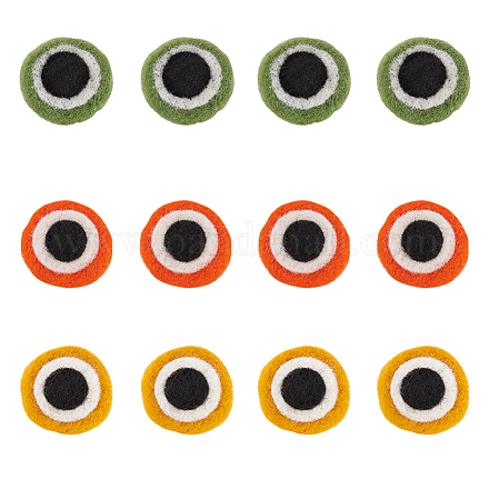 Ojos de rana artesanales de fieltro de lana de 12 Uds. 3 colores DIY-FG0004-14-1