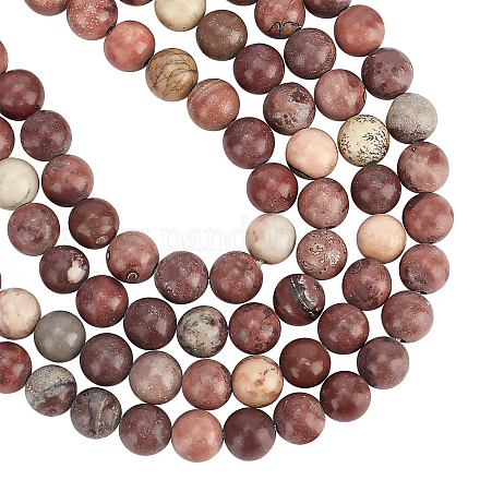 Fili di perle di diaspro dendritico naturale rotondo arricraft G-AR0002-87-1