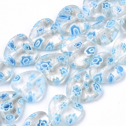 Chapelets de perles vernissées de millefiori manuelles X-LAMP-N023-001J-1