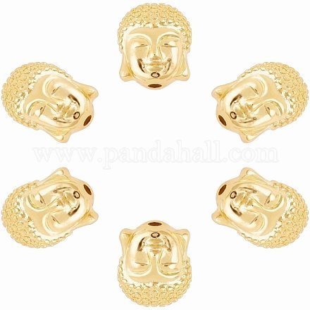 arricraft 6 Pcs Golden Buddha Head Beads KK-AR0001-21G-1