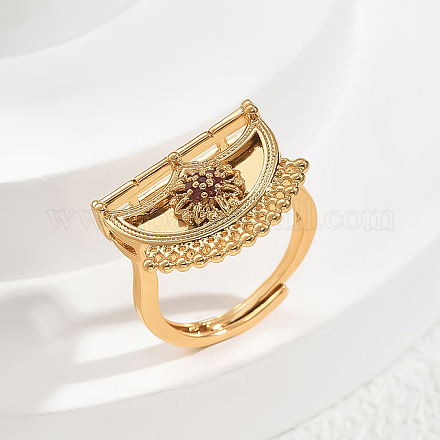 Женские кольца на палец из латуни с микропаве и кубическим цирконием QI1043-3-1