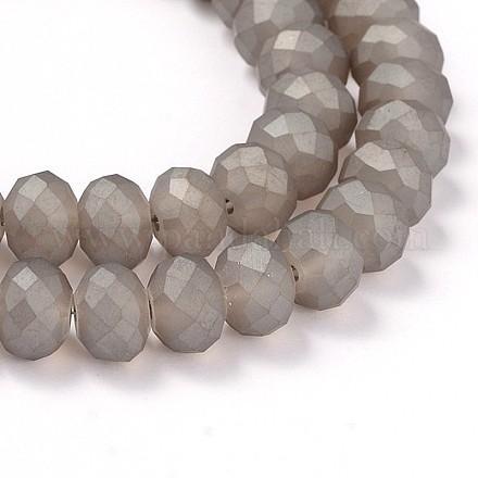 Pearl Luster Plated Faceted Rondelle Glass Beads Strands EGLA-J054-12x10mm-PL01-1