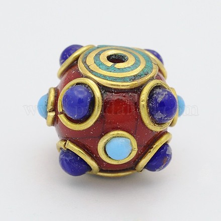 Handmade tibetischen Stil ovale Perlen TIBEB-M023-07A-1