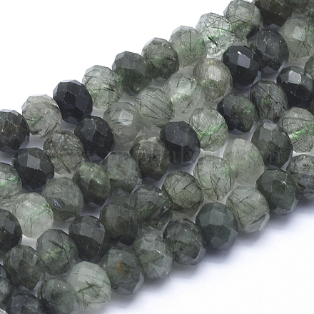 Chapelets de perles en quartz rutile vert naturel G-K223-30A-1
