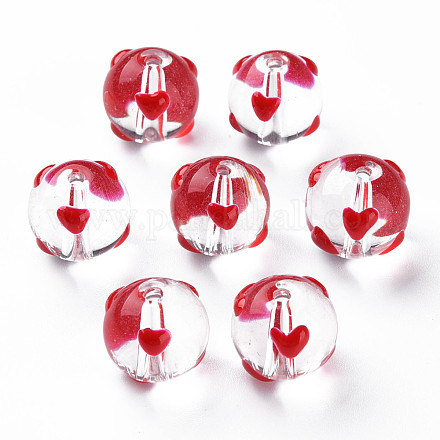 Perles de verre émaillées transparentes GLAA-N049-016-1