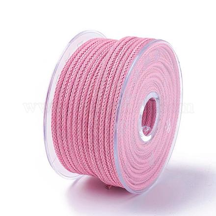 編組鋼線ロープコード  ジュエリーDIY製版材料  スプールで  ピンク  約5.46ヤード（5m）/ロール  3mm OCOR-G005-3mm-A-27-1