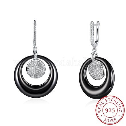 Orecchini alla moda 925 cerchio in argento sterling EJEW-BB20937-A-1
