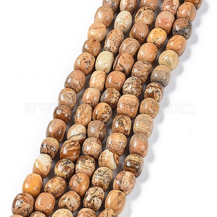 Chapelets de perles en jaspe avec images naturelles G-C038-02B-1