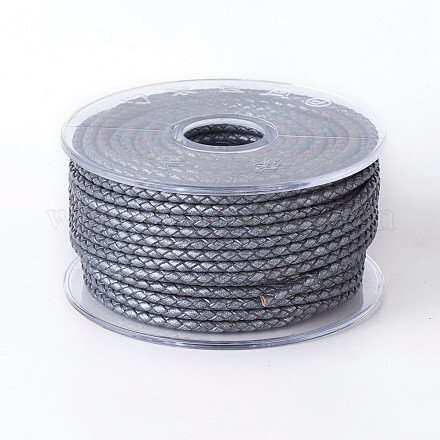 編み紐  革のアクセサリーコード  ジュエリーDIY製版材料  スレートグレイ  3mm  約5.46ヤード（5m）/ロール WL-I003-3mm-D-11-1