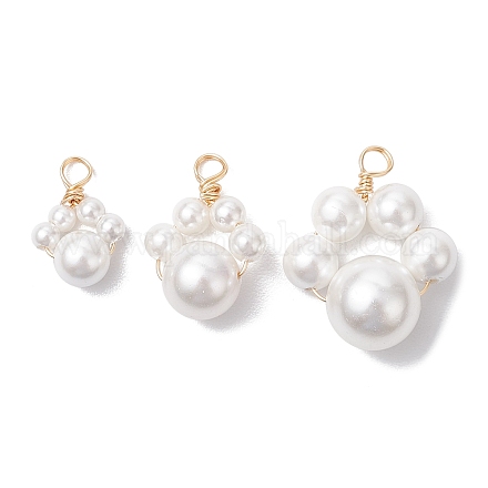 3 шт. подвески из ракушек и жемчуга в медной проволоке двух размеров PALLOY-JF02984-1