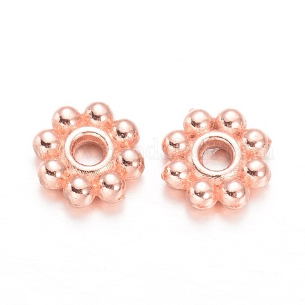 Alloy Daisy Spacer Beads TIBEB-S039-064RG-RS-1