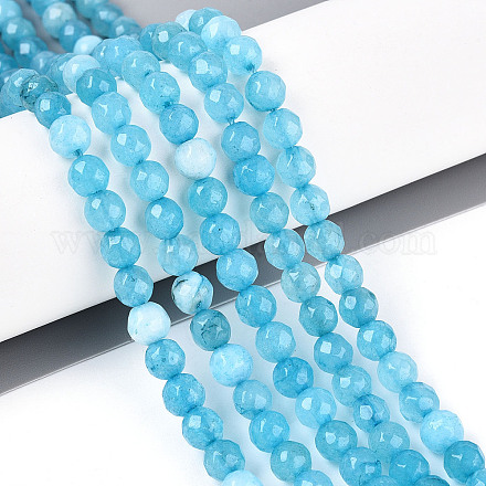 Окрашенные природные белый нефрит бисер пряди G-T139-6mm-60-16-1