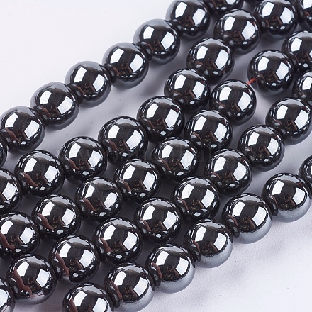 Chapelets de perles en hématite synthétique sans magnétiques G-H1624-10mm-1-1