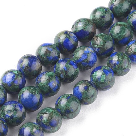 Brins de perles synthétiques assemblées en lapis-lazuli et malachite G-L528-03C-1