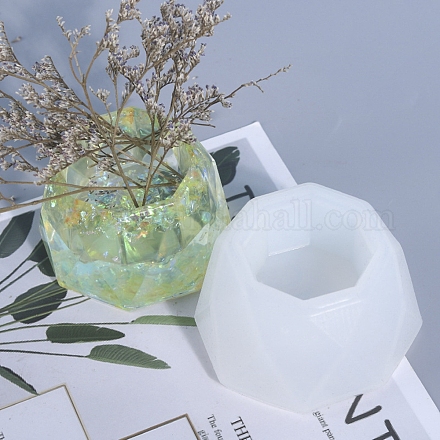 シリコンモールド  植木鉢レジン型  UVレジン用  エポキシ樹脂ジュエリー作り  八角形  ホワイト  69x45mm DIY-F041-20C-1