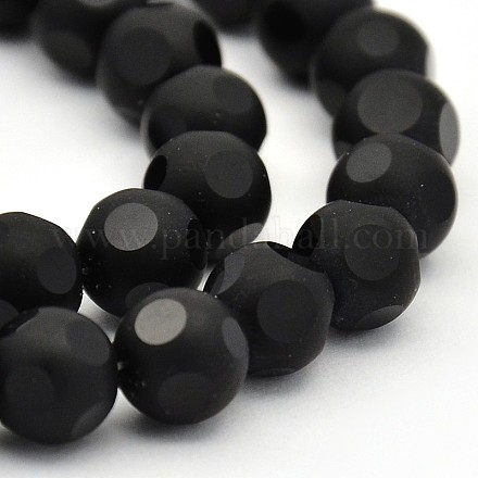 Frosted Glass Round Bead Strands GLAA-L002-01-10mm-1