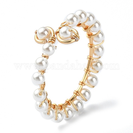 Anello con polsino aperto con perle di conchiglia RJEW-TA00102-1