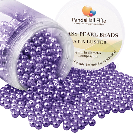 Pandahall Elite 4mm ca. 1000 Stück winzige Glasperle runde Perlen Sortiment viel für Schmuck machen Box Kit violett HY-PH0002-15-B-1