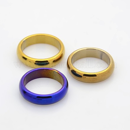 Electroplate Non-Magnetic Synthetic Hematite Wide Band Rings RJEW-J006A-M-1
